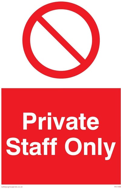 Toegangscontrole Bord - Privé Personeel Bord - Toegang Beperken - Duurzaam Vinyl Materiaal - 150x100mm - Wit met Rode Accenten