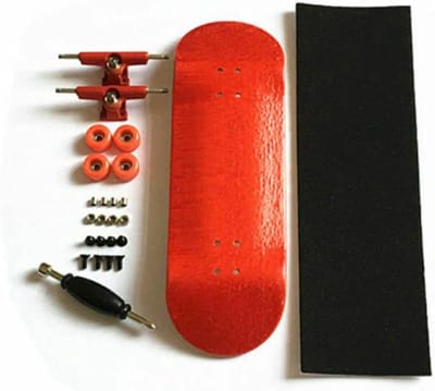 Houten Vinger Skateboard - Mini Skateboard Speelgoed Skateboard - Oefenen Tricks - Compleet met Gereedschap - 32 mm - Rood