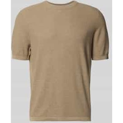 regular fit T-shirt van mix van katoen en linnen