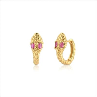 Aramat Jewels | Oorringen | 925 Zilveren Slangen Oorringen 10mm met Zirkonia - Snake Hoops | Goudkleurig / Roze | |4mm | Zilver | Kinderen, Volwassenen | Verkleurd niet