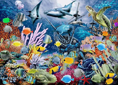 Brain Tree - Colorful Marine 1000 Piece Puzzle for Adults: With Droplet Technology for Anti Glare & Soft Touch