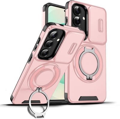 Hoesje Geschikt voor Samsung Galaxy S26 hoesje Rose Goud - Shock Hybrid Armor Hoes met Kickstand Ring en Camera Bescherming - Geschikt voor MagSafe