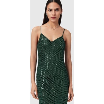 AllSaints Chantelle Dress Emerald Green Taglia: 8 | Abiti Midi Outlet | Donna | Verde