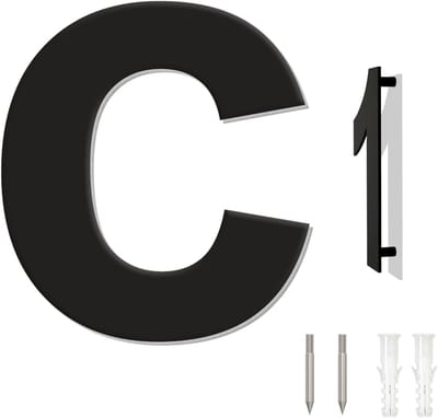 Huisnummer C - Adrescijfer Modern - Huis Identificatie - Zwevende Montage - 76mm Hoog - Zwart