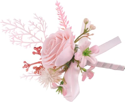 Bruiloftsbloem Corsage - Knoopsgatroos Speld - Bruiloft Decoratie - Realistische Uitstraling - 15 x 95 cm - Roze