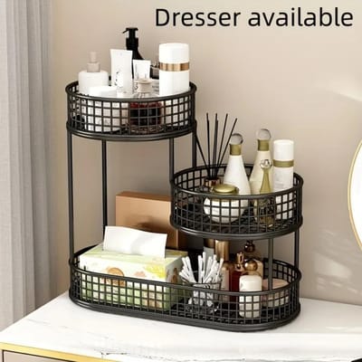 Meerlaagse Keuken Organizer Fruit Groente Schap Badkamer Make-up Opbergruimte Desktop Dim Sum Opbergmand Keukenaccessoires black