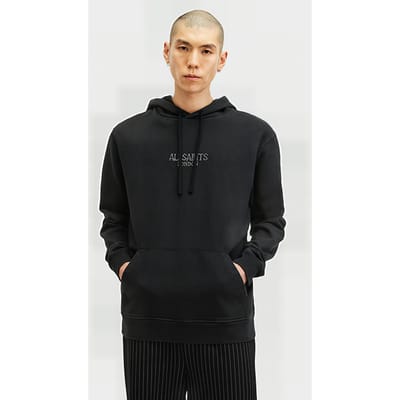 AllSaints Bones Oth Hoody Washed Black Maat: XS | Hoodies Outlet | Heren | Zwart
