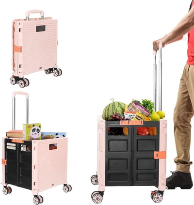 Boodschappentrolley met Wielen - Opvouwbaar - Afneembare Boodschappentas - Boodschappenwagen