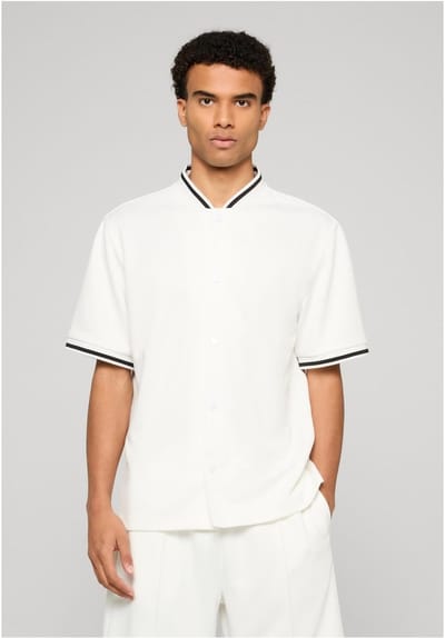 Urban Classics - Interlock Baseball Overhemd - S - Gebroken wit