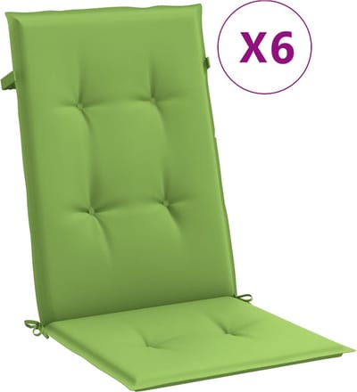 vidaXL - Stoelkussens - 6 - st - hoge - rug - 120x50x4 - cm - stof - gemêleerd - groen