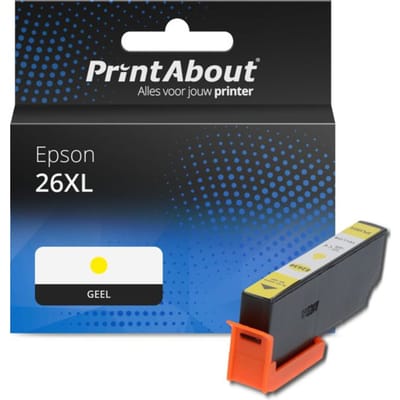 PrintAbout huismerk Inktcartridge 26XL (C13T26344012) Geel Hoge capaciteit Geschikt voor Epson