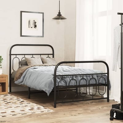 vidaXL - Bedframe - met - hoofd- - en - voeteneinde - metaal - zwart - 107x203 - cm