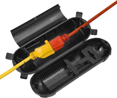 Verlengkabel Beschermkap - Kabel Afdekking - Buiten Stroom - Weerbestendig PP Materiaal - 21 cm Lengte - Zwart