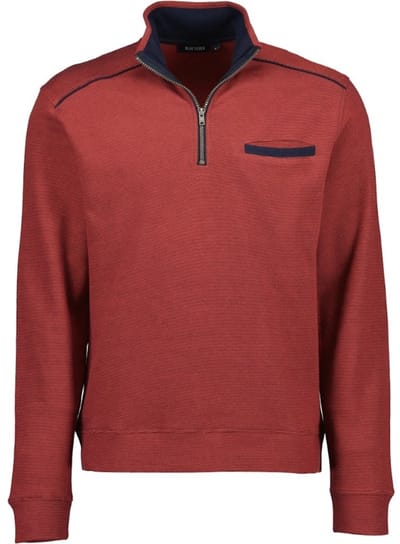 Blue Seven - Trui 370190 rood/oranje sweater korte rits - maat XL