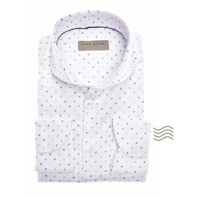 John Miller Overhemd Fantasy Quarter Circle Pattern Cotton Easy Care Wit / male