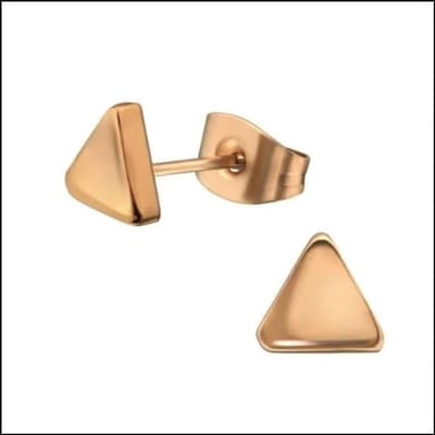 Aramat Jewels | Oorbellen | RVS Driehoek Oorbellen Diverse Kleuren 8-12mm - Geometrische Studs | Rosékleurig / 6mm | | | | Kinderen, Volwassenen | Verkleurd niet
