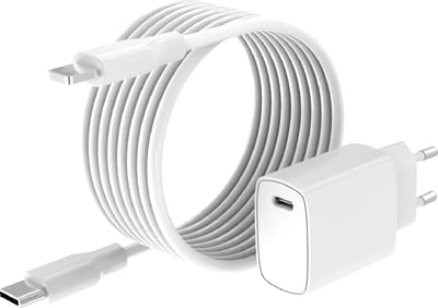 Otronica USB C Adapter - 20W USB C Adapter met 1M USB-C naar Lightning Kabel - Geschikt voor apparaten 11 / 11 Pro Max / 12 / 12 Pro / 12 Pro Max / 13 / 13 Pro / 13 Pro max / 13 Mini / 14 / 14 Pro / 14 Plus / 14 Pro Max
