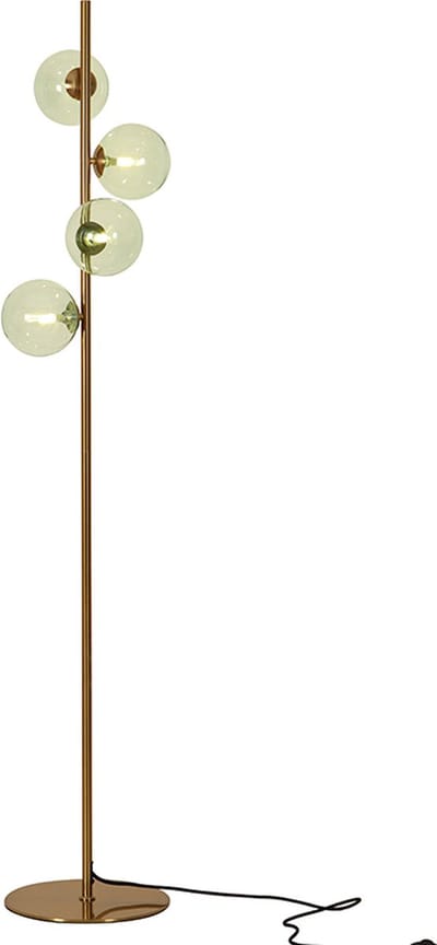 Olucia - REMO - Vloerlamp - Groen / Messing - Vorm: Bol