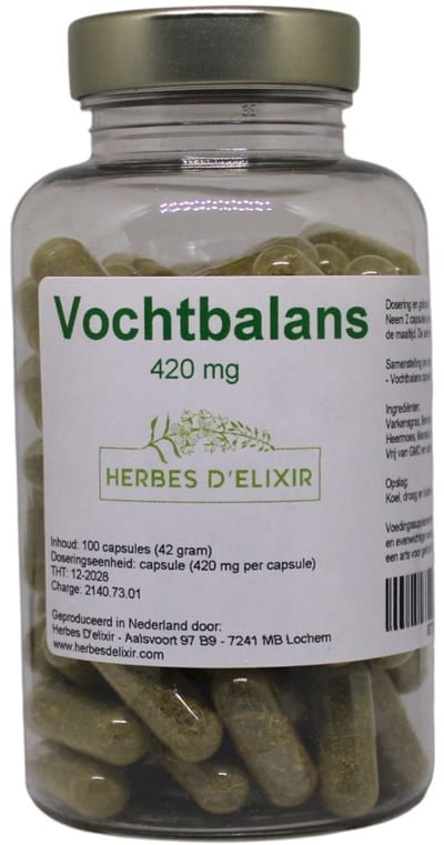 Herbes D'elixir Vochtbalans Capsules - 420 mg per Capsule - 100 stuks