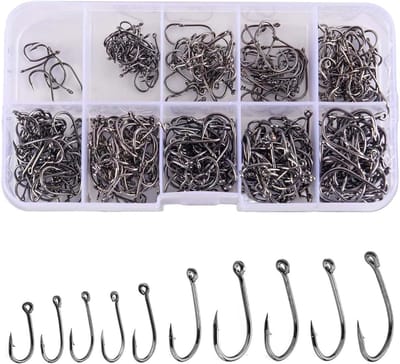 Complete Set van Diverse Vistuigen met Oogjes, Carbon Staal, 10 Maten, 500 Stuks, Perfect voor Sportvissen en Hengelsport Accessoires