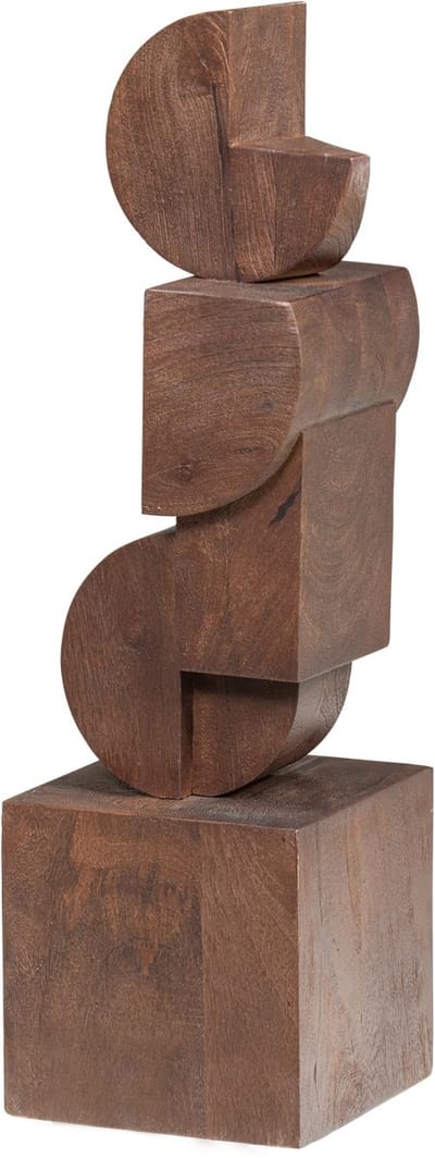 WOOOD Draxa Sculptuur Ornament - Hout - Bruin - 61x18x18