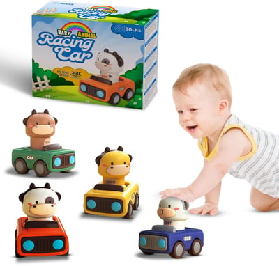 Bolke Peuter Speelgoed Autotjes - Baby Speelgoed 6 Maanden - Montessori Sensorisch Speelgoed 0-1 Jaar - Push & Play