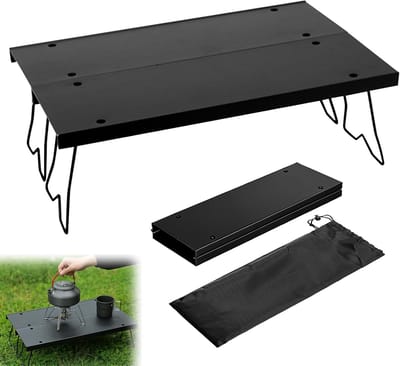SnelShoppen - Opvouwbare Campingtafel Aluminium - Ultralicht Draagbare Tafel voor Picknick en Kamperen - Zwart 33x22x11cm