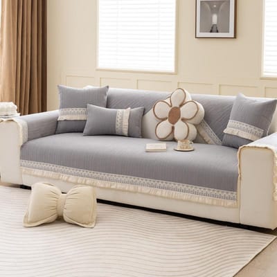 Nieuwe Crème Stijl Licht Luxe Chenille Bankkussen All-seizoen Antislip Bankhoes Zitkussenhoes Doek Handdoek 70*70cm