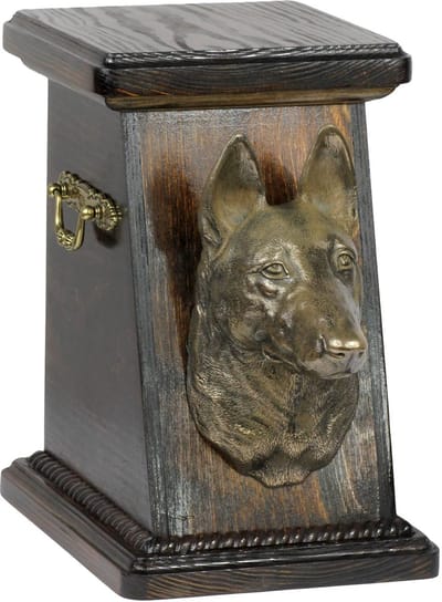 Elegante urn voor Malinois met hondenbuste ter nagedachtenis