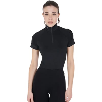 Equestro Slim Fit Dames T-shirt Met Korte Mouwen Zwart S Vrouw