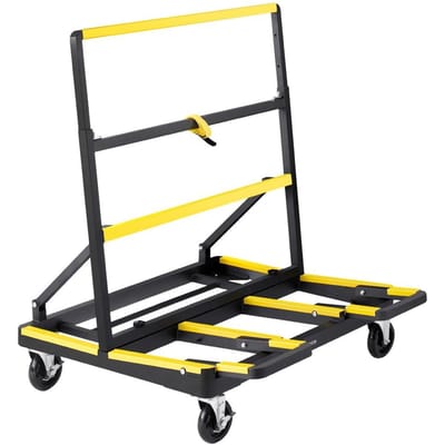 Chariot Dolly pour Plaques de Plâtre, Capacité de Charge de 816 kg, Dolly à Panneau en Acier avec 4 Roulettes Pivotantes & Plateau Extensible, Chariot Dolly Pliable pour Panneaux avec Sangle d'Attache pour