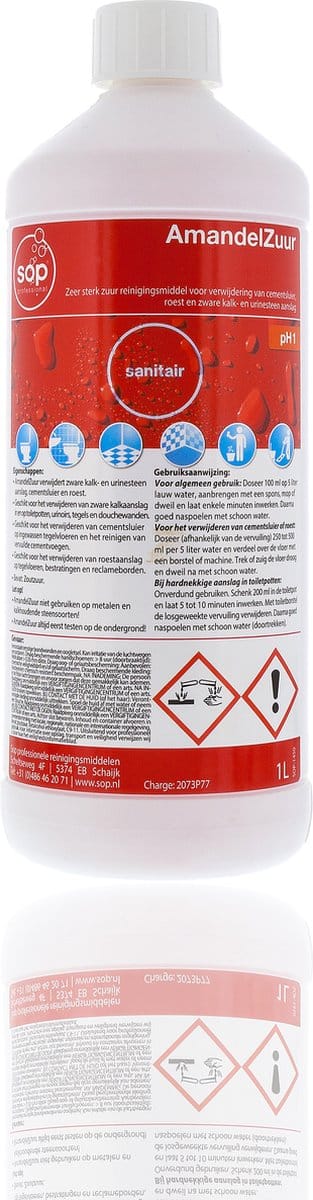 SOP Amandelzuur 1 liter - Zuur reinigingsmiddel - Cementsluier - Roest - Kalk - Urinesteen aanslag