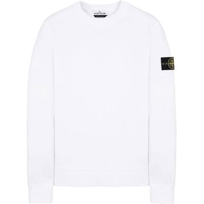 Stone Island Garment Dyed Crew Sweatshirt Met Kompas Patch Heren Sweatshirts Wit 741563051-V0001 L white