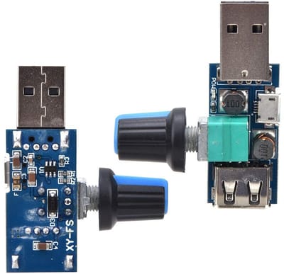 Dailygoody - 5V USB-ventilator - Snelheidsregelaar - Traploos instelbaar - Blauw - Koeling - Mute functie - Geschikt voor kantoor en thuis - 2 stuks
