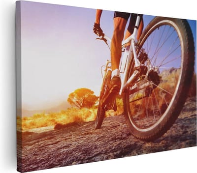 Artaza Canvas Schilderij Fiets - 30x20 cm - Klein - Wanddecoratie Zon - Muurdecoratie Sport - Kamer Accessoires