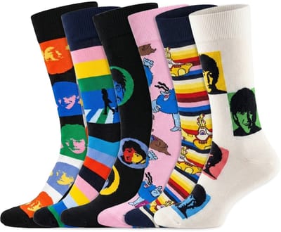 6 Paar – Happy Socks – Dames & Heren – Thema The Beatles – Katoen – Maat 41-46