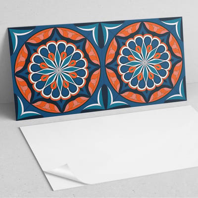Coloray Wandpanelen Zelfklevend - Mandala-patroon met bladeren PVC Wandpaneel - 100 cm x 50 cm - Blauw Wandbekleding Zelfklevend - 1 stuk - Mozaïeken Wandpanelen Zelfklevend - Wandbord Keuken - Wandpaneel Badkamer