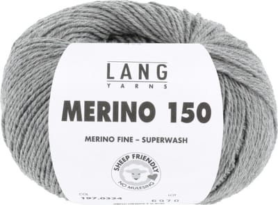 Lang Yarns Merino 150 - 324 grijs gemêleerd - Merinowol Garen