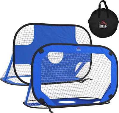 Voetbaldoelen Set van 2 - Pop-up Voetbaldoeltjes - Opvouwbaar - 123 x 80 x 80 cm - 2 stuks - Mobiel met Draagtas - Buitenspeelgoed voor Kinderen en Volwassenen - Voetbal Training Doel - Blauw