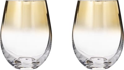 Secret de Gourmet Drinkglazen - 12x - tumbler - gouden rand - 540 ml - Drinkglazen - Waterglazen