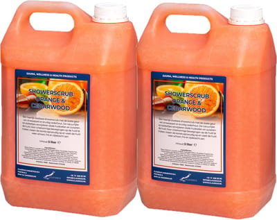 Showerscrub Sweet Orange & Cedarwood 5 liter - set van 2 stuks - verfrissende scrubgel - exfoliërende bodyscrub - voordeelverpakking