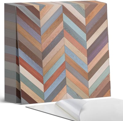 Coloray Plaktegels - Visgraat houtpatroon Zelfklevende Tegels - 20 cm x 20 cm - Bruin Plaktegels - 20 stuks - Vierkant PVC Tegels - Plaktegels Badkamer - Plaktegels Vloer - Vinyltegels Vloer Zelfklevend - Wandtegel Zelfklevend