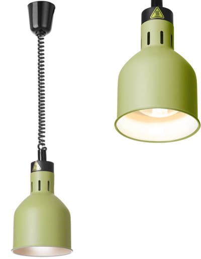 HENDI Verstelbare warmtelamp - cilindrisch - groen - aluminium - 70-150 cm snoer - Ø175xH250 mm