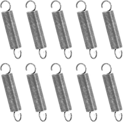 Trekveren met haak - Spanveren set - Bevestigen en spannen - Roestvrij staal 304 - 10 stuks 50 mm - Zilverkleurig