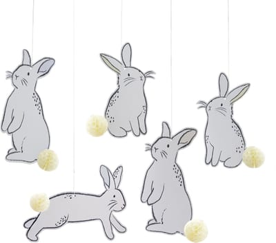 Ginger Ray - Hangdecoratie paashazen - 5 stuks
