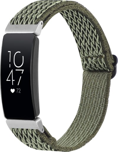 By Qubix - Compatible Fitbit bandje - Geschikt voor Fitbit Inspire 2 & Ace 3 Elastische solo loop nylon bandje - Donkergroen Smartwatchbandje bandje Armband Polsband Strap Band Watchband