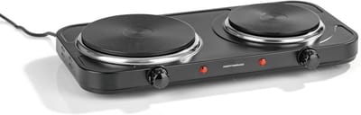 Dubbele Kookplaat - Elektrische Kookplaat - Flexibel Koken - Traploze Temperatuur - 2 Platen 15/18cm - Zwart