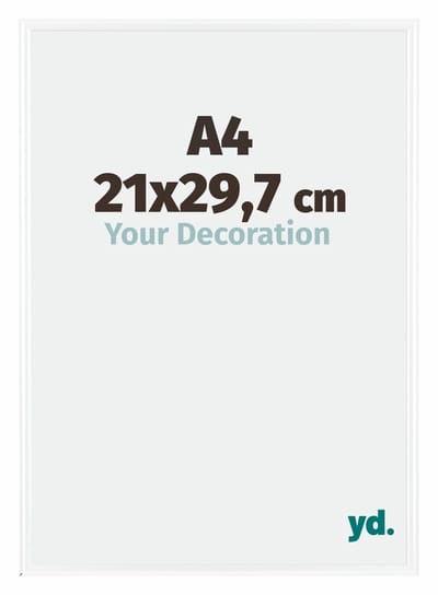 Your Decoration - Fotolijst A4 21x 29,7 cm - Kunststof - Wit Hoogglans - Bordeaux