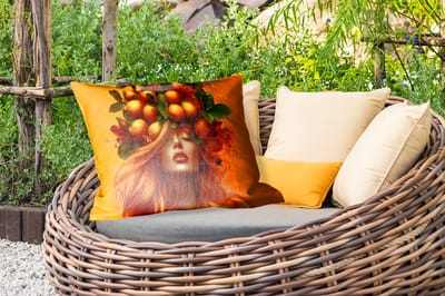 Buitenkussens - Vrouw - Citroenen - Bloesem - Geel - 60x40 cm - Weerbestendig