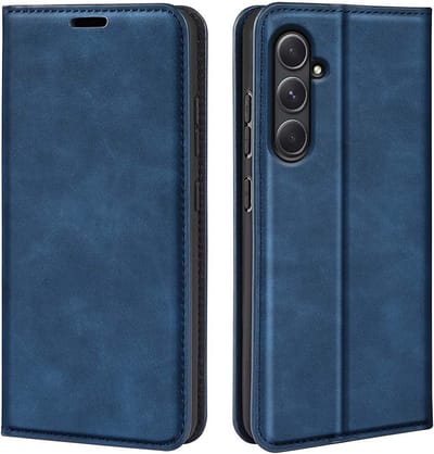 MobyDefend Hoesje - Geschikt voor Samsung Galaxy A55 - Luxe Wallet Bookcase (Magnetische Sluiting) - Blauw